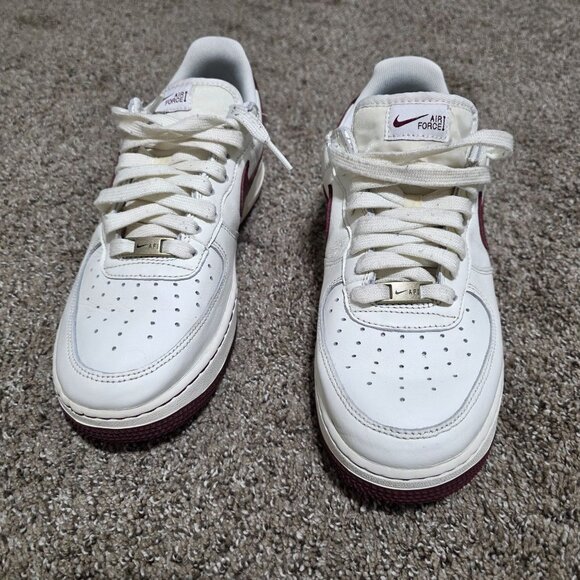 Nike Air Force 1 Low White Maroon Leather Men’s Size 8 DB4455-100